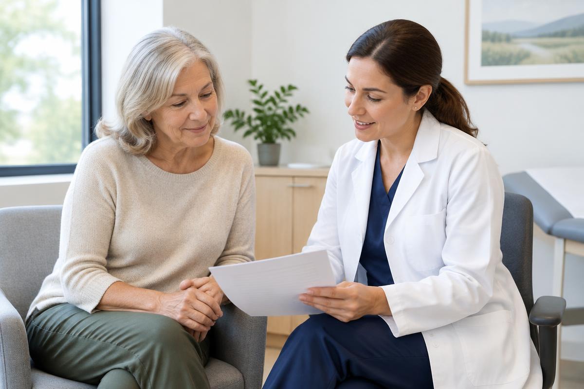 Illustration of a check-in with a healthcare professional
